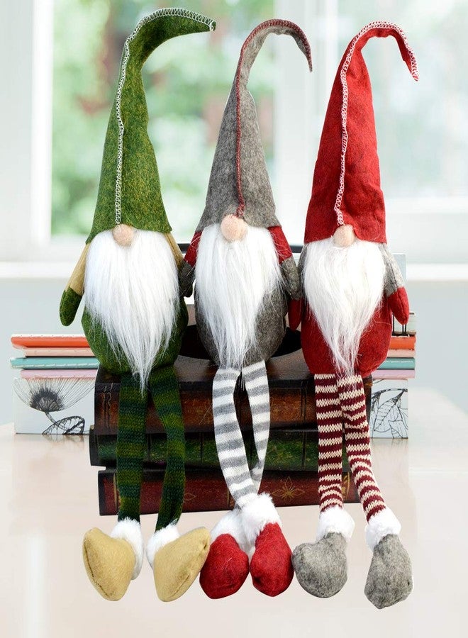 يوليو مجموعة يولييو من 3 قطع من زينة أقزام عيد الميلاد المصنوعة يدويًا، قزم سانتا السويدي تومتي، تماثيل سويدية جالسة طويلة الأرجل، زينة معلقة لعيد الميلاد - Image 4